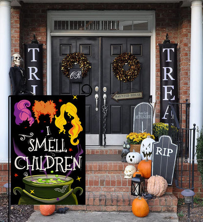 Halloween Decorations Garden Flag 12x18 Vertical Double Sided I Smell Children Sisters Fall Outside Hocus Pocus Decor Burlap Yard Flag BW204