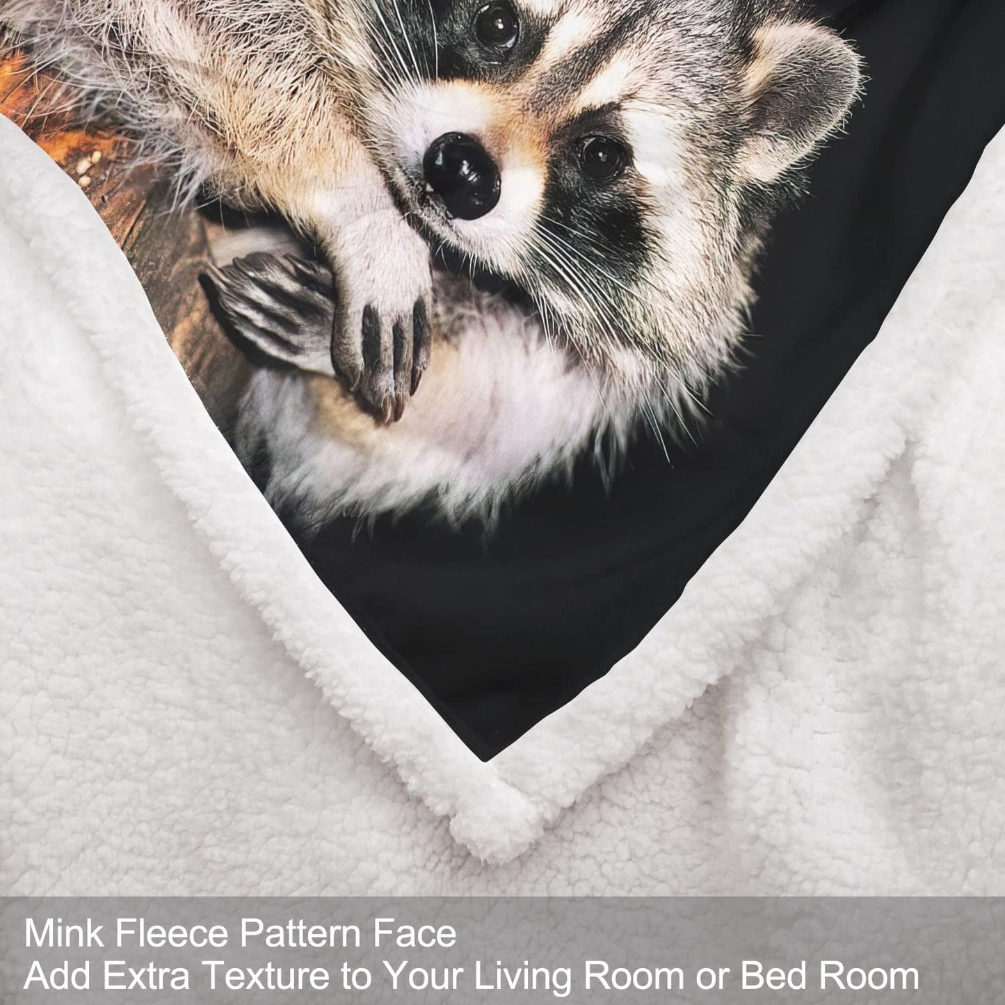 XSMEI Raccoon Sherpa Blanket, Animal Print Fleece Throw Blankets for Couch Sofa Bed, Super Soft Warm and Lightweight, 50" x 60"
