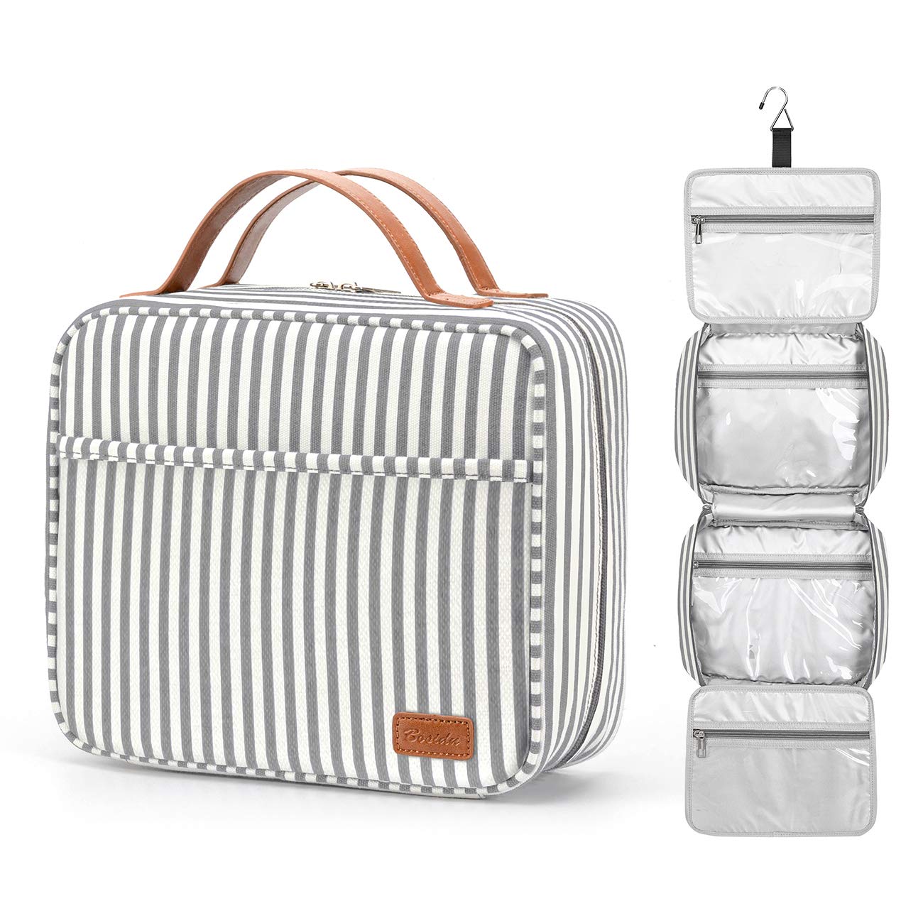 Hanging Travel Toiletry Bag, Large Capacity Wash Bag Waterproof Cosmetic Bag Makeup Organizer with 4 Compartments & 1 Sturdy Hook for Women/Men
