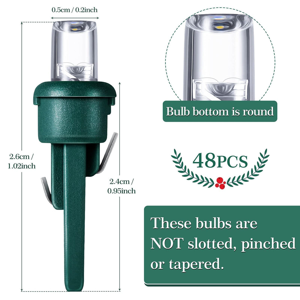 Honoson 180 Count 5 mm Winter LED Replacement Bulbs Bulk Wide Angle Winter LED Light Bulbs String Replacement Festival Light Garland Outdoor Tree Home Decoration (Green Base with Cold White Bulb)