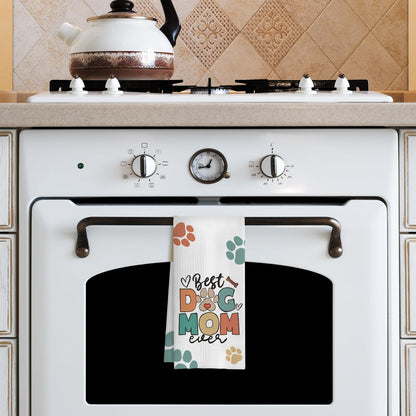 COWEB Dog Mom Gifts Kitchen Towels, Dog Lovers Owners Gifts for Women, Colorful Dogs Paws Hand Towels for Bathroom, 16x24 Inches