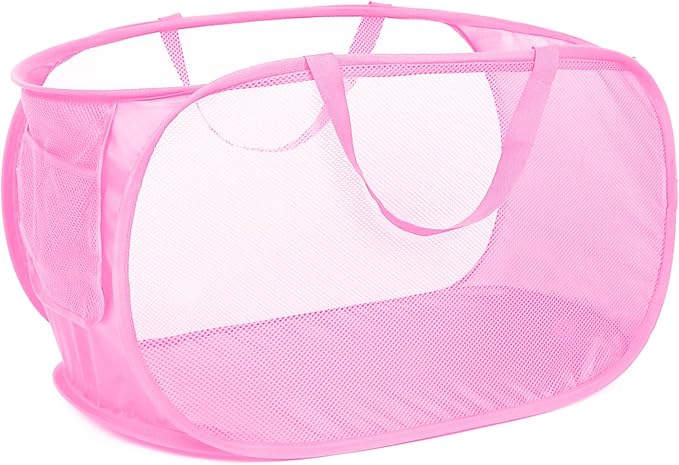 Durable Collapsible Laundry Baskets, Mesh Pop Up Laundry Hamper