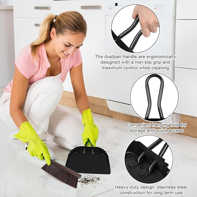 Dust Pan and Brush Set-Handheld Angled DustPan and Hand Broom Set, Large dust