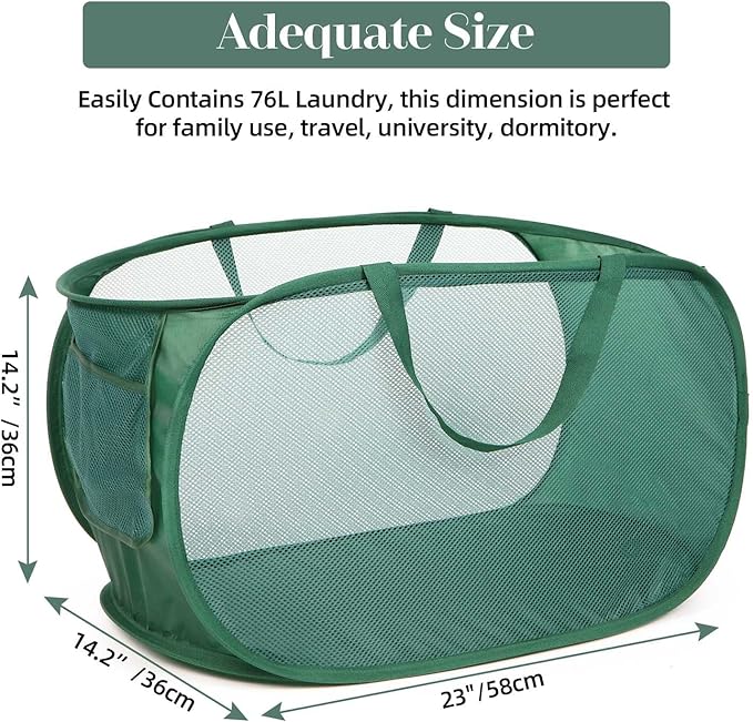 Sturdy Mesh Pop Up Laundry Hamper, Collapsible Laundry Baskets
