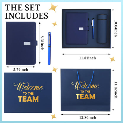Thenshop Set of 5 New Employee Welcome to The Team Gift Sets Notebook Pen and Tumbler Welcome to The Team Box Employee Appreciation Gift Sets for New Worker Men Women Office(Blue)