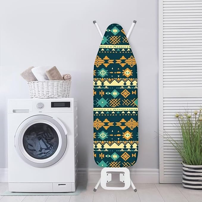 Ethnic Geometric Rhombus Ironing Board Cover, Abstract Tribal Stripes Stretchy