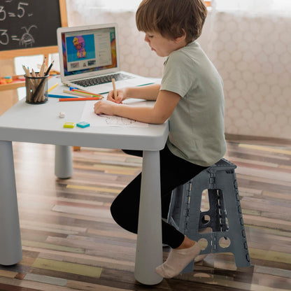 Rainberg 18 Inch Heavy Duty Folding Step Stool, Non-Slip Foldable Footstool for Toddlers, Folds Flat with Carry Handle, Space Saving Folding Stool Easy Carry Foldable stepping Stool for Indoor/Outdoor