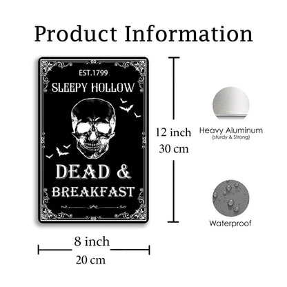 Dead And Breakfast Tin Sign Halloween Metal Signs Autumn Wall Decor Witch Ghost Pumpkin Decor Signs For Home Kitchen Cafe 8x12 Inch