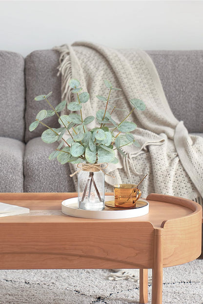 Piklado Fake Eucalyptus Stems in Vase with Faux Water,Artificial Plants Eucalyptus Leaves for Shelf Desk Bathroom Farmhouse Room Coffee Table Faux Greenery Plants Decorations (Green)