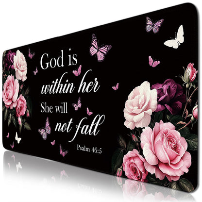 Flower Large Gaming Mouse Pads, Butterfly Flower Computer Keyboard Desk Mousepad with Non-Slip Base and Stitched Edge, Gifts for Boy Men, Large Desk Mat for Topdesk for Keyboard Mouse 11.8”x 31.4”XL