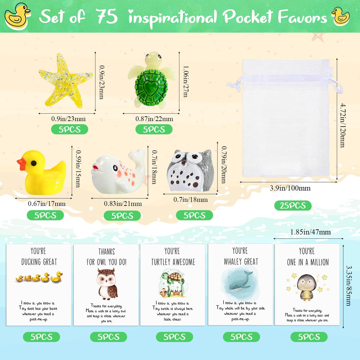 Fumete 25 Set Employee Appreciation Gift Bulk for Coworkers Graduation Volunteer Teacher Nurse Funny Resin Animal with Pun Inspirational Note Cards Office Team Staff Thank You Gift