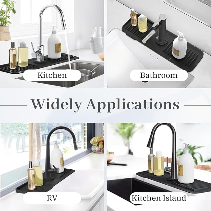 PoYang 17.7 Inch Faucet Mat for Kitchen Sink Splash Guard Behind Faucet