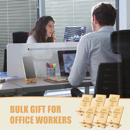 Ripeng 24 Pcs Employee Appreciation Gifts Bulk Bamboo Phone Stand for Desk Office Worker Thank You Gift for Administrative Team Coworkers Staff Graduation Nurse Teacher Week (Awesome Reminder)