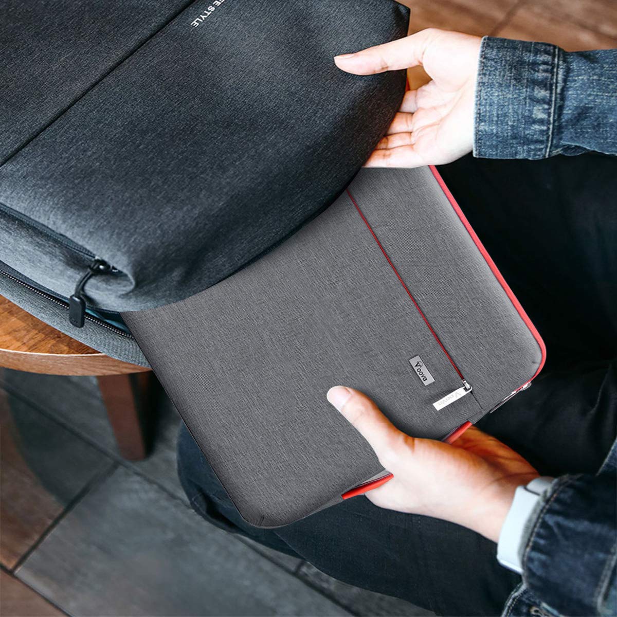 Voova 360°Protective Laptop Sleeve Case 15.6 inch, Waterproof Slim Computer Cover Bag with Handle Compatible with MacBook Pro 16, 15.6”-16” HP Acer Lenovo Asus Dell Laptop, Grey