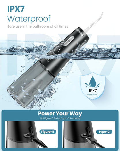 Onlyone Water Dental Flosser, 300ML Portable Oral Irrigator for Teeth, 4 Modes and 5 Jet Tips,Rechargeable Irrigation Cleaner,Electric Flossing Machine Power Flossers & Irrigator Accessories White
