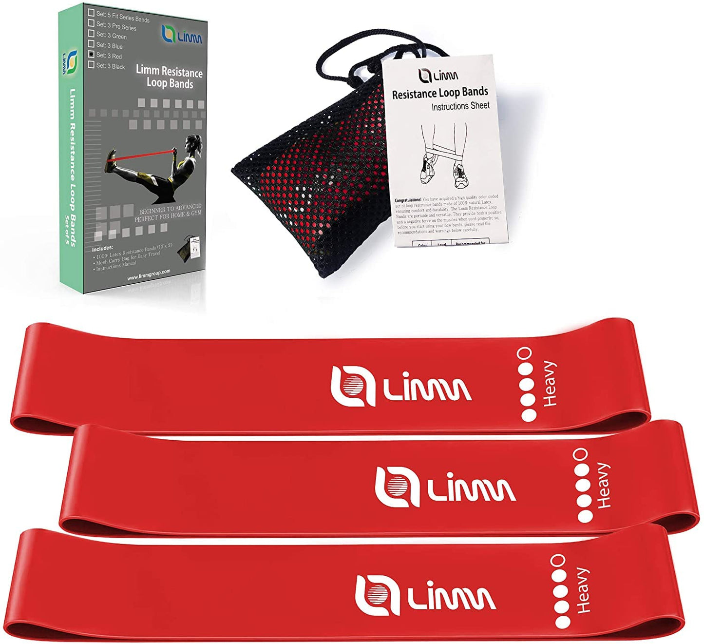 Fittest Pro by Limm Resistance Bands for Legs and Butt, Fabric Exercise Loop Bands Yoga, Pilates, Rehab, Fitness and Home Workout, Strength Bands for Booty