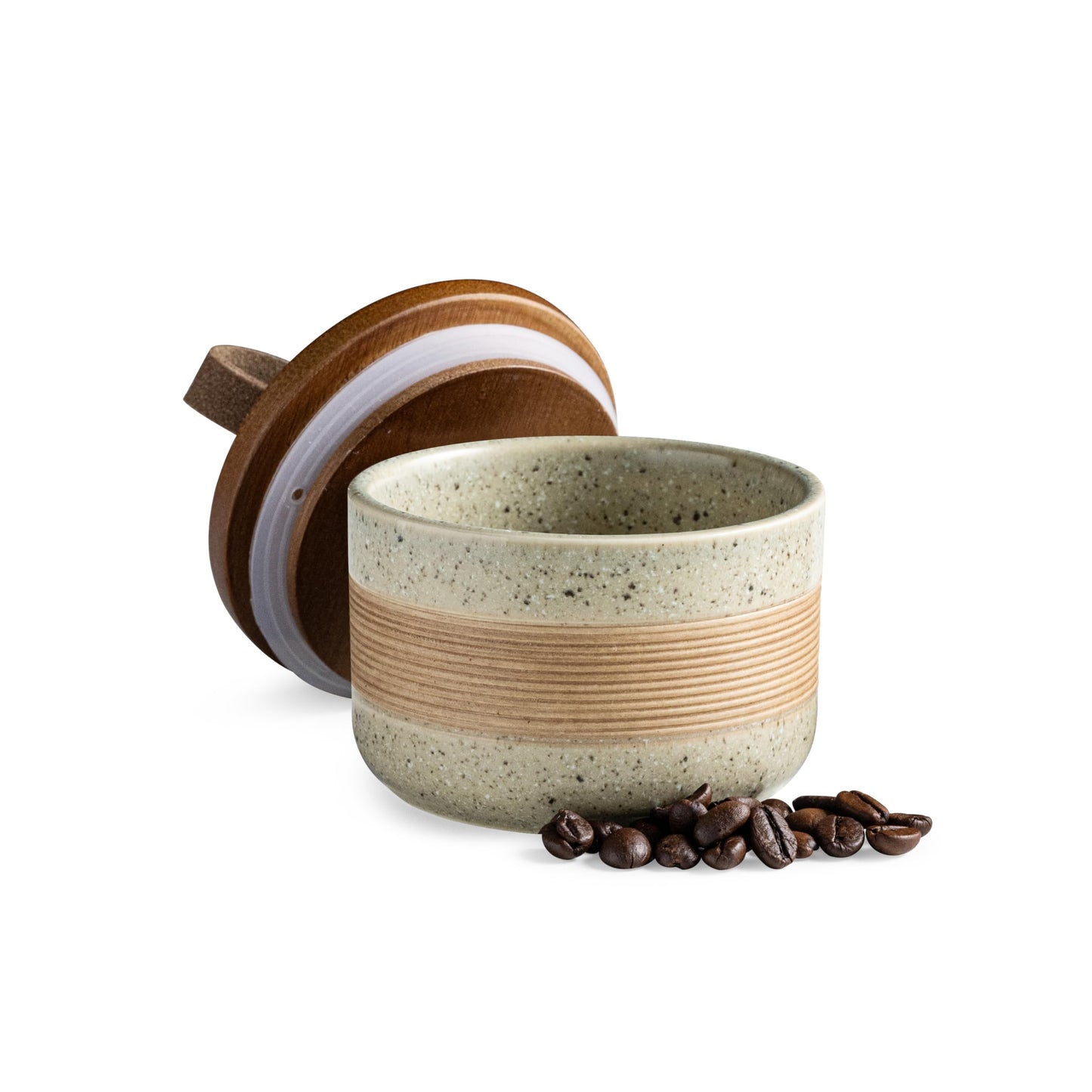 Miamolo Small Ceramic Jar with Lid, Coffee Canister Coffee Container Kitchen Food Storage Jars for Spice Sugar Tea Bag, Stackable Decorative Jars for Countertop, 5 fl.oz