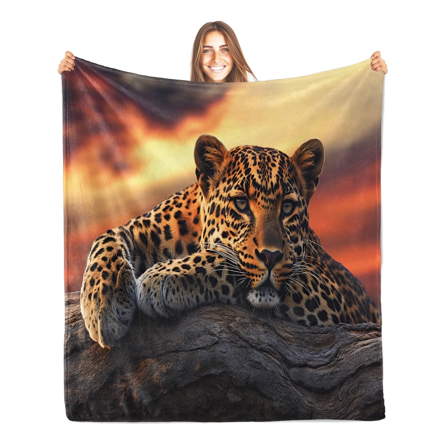 PAOABIU Cheetah Print Blankets, African Leopard Throw Blanket for Couch Bed Sofa, Animal Print Blankets and Throws - Super Soft Cozy Plush Flannel Blanket Gifts & Decor, 66x90
