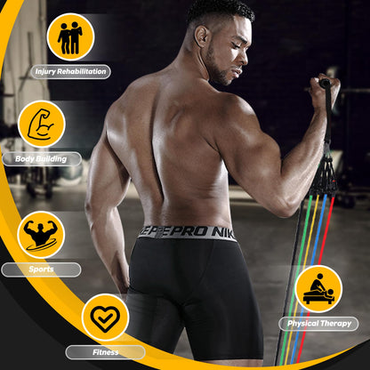Resistance Bands Set 5pcs with Handle,Up to 150LB/68kg Strength Exercise Training Fitness Tubes Tension Bands Workout Gym Equipment Men and Women for Home Use Physical Training Cable,150 LBS