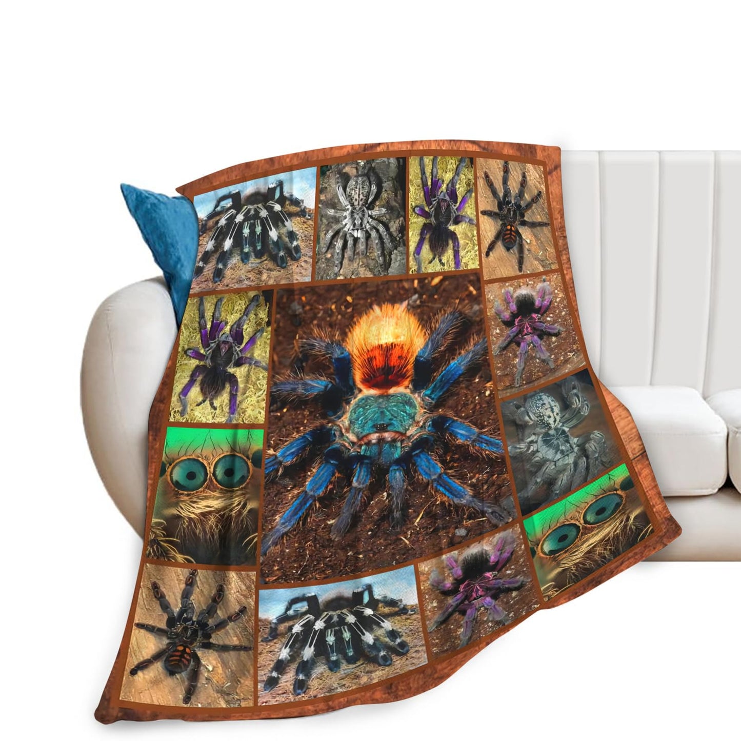 Tijuboni Tarantula Spider Throw Blanket Spider Gifts for Boys Men Girls Women Kids Adults Soft Flannel Fleece Blanket for Couch Sofa Bed Home Decor 40"x50"