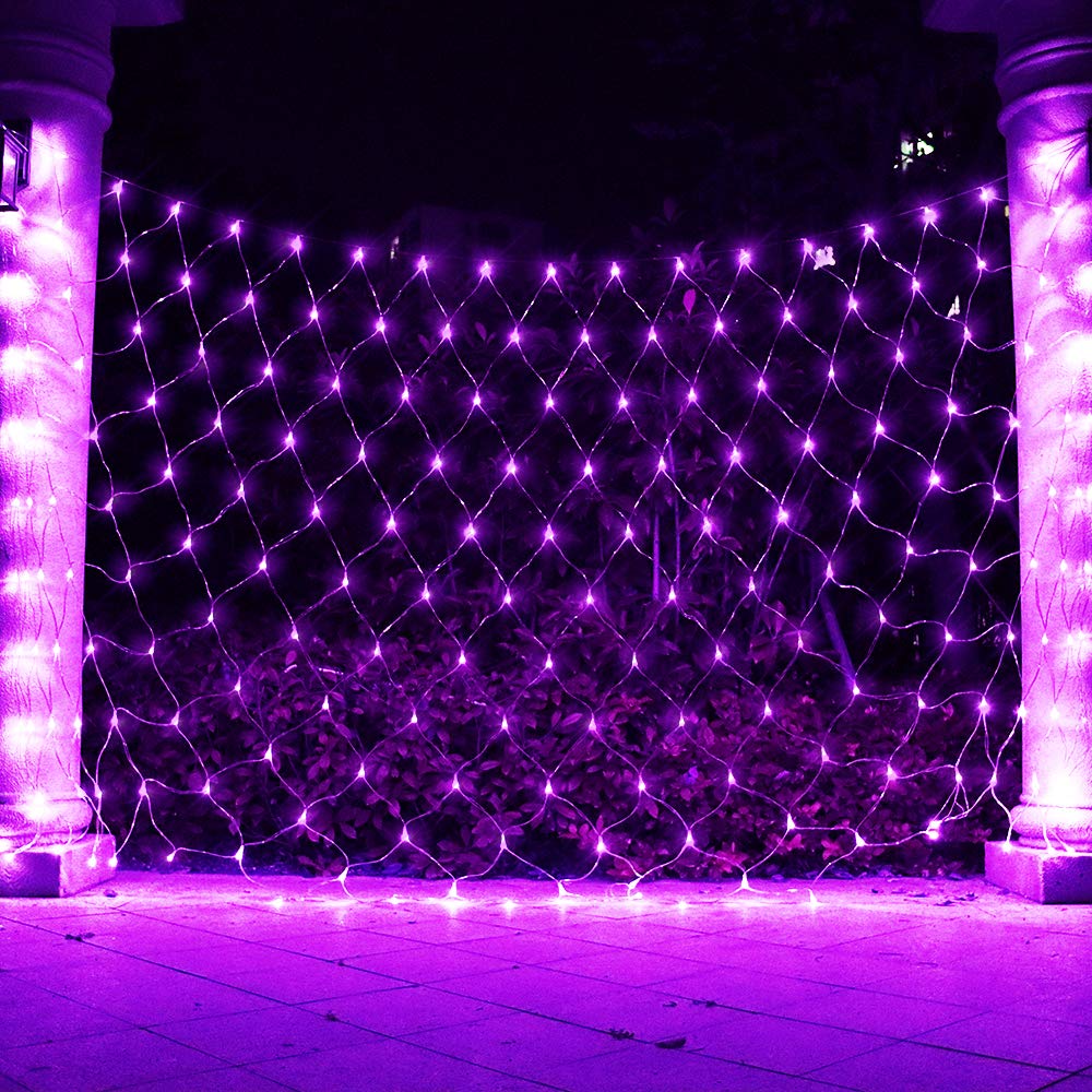 Vicila 240LED Net Light Halloween Decor Mesh Lights, Tree Warp Fairy Lights Outdoor Hanging String Light for Home, Bedroom, Christmas, Garden, Walkway, Bushes Decor-9.8ft x 6.6ft(Purple)