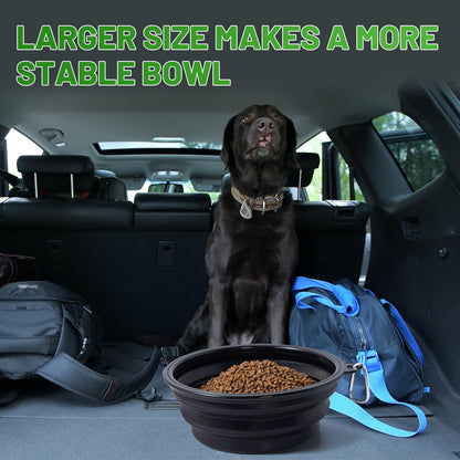 Dog Bowl Pet Collapsible Bowls, 2 Pack for Cats Dogs, Portable Pet Feeding Watering Dish for Walking Parking Traveling with 2 Carabiners (Small, Blue+Green)
