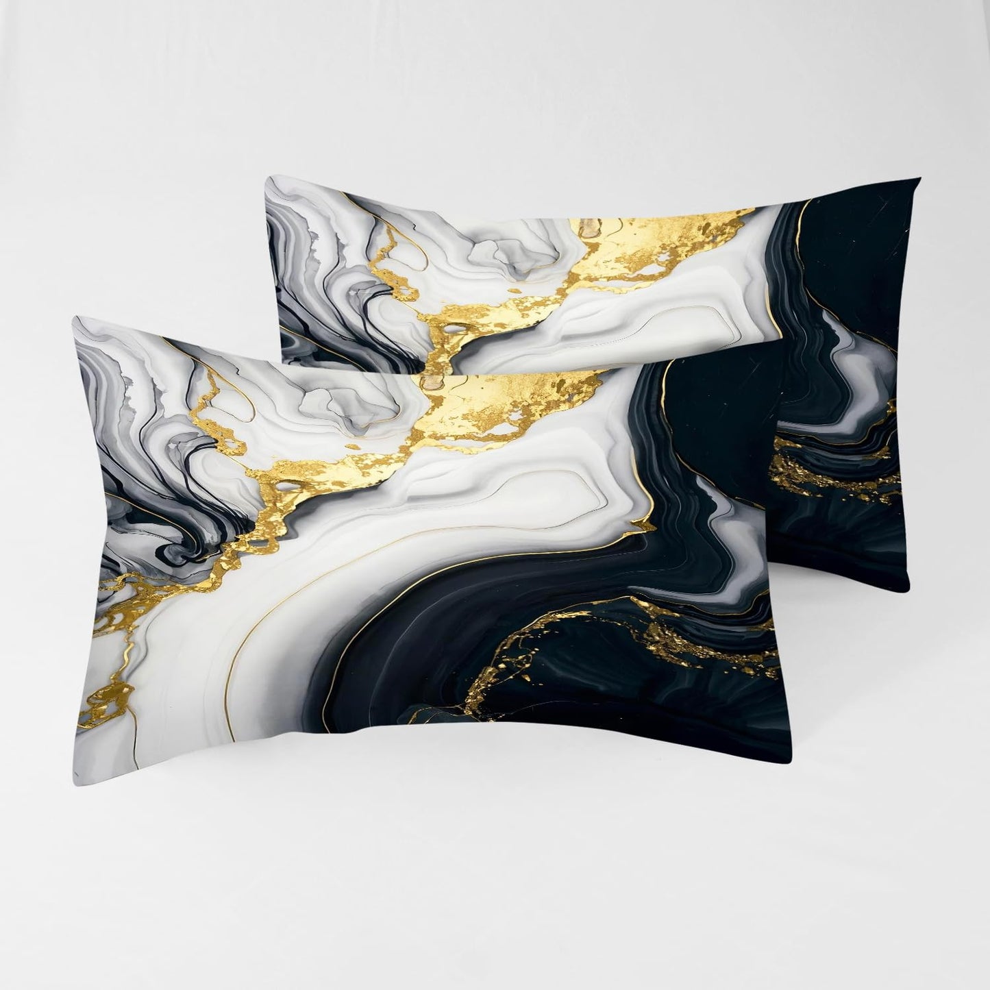 VTKON Black Gold Marble Sheets Sets Twin Size Elegant Marbling Fitted Sheet Set 3D Marble Bed Sheet for Kids Teens Adults Modern Bedspread 1 Fitted Sheet+1 Flat Sheet+1 Pillowcase
