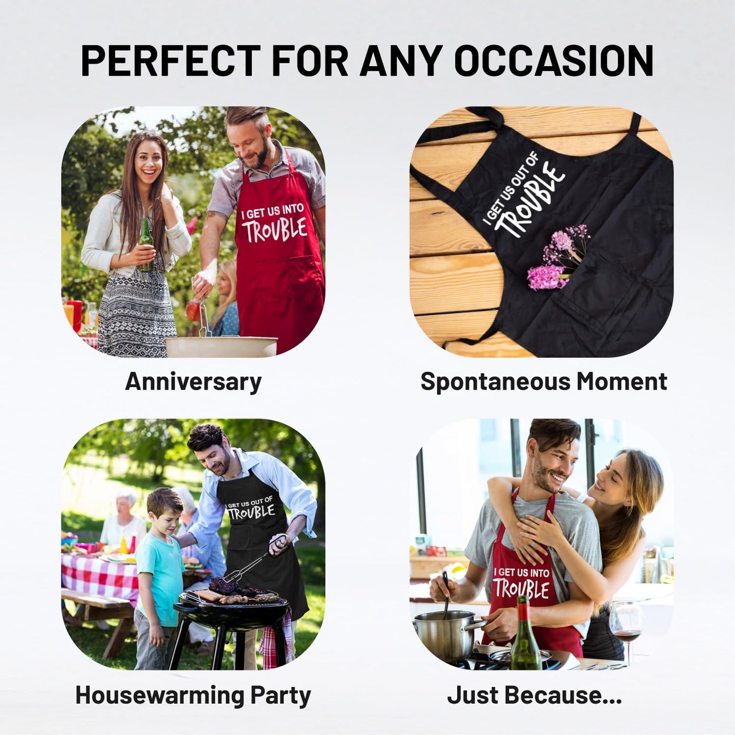 Witty Enterprise Funny Couple Aprons - Gift Ideas For Her Him - His and Her Aprons - Matching Kitchen Aprons - Couples Gifts - Birthday, Wedding, Engagement & Bridal Shower for Women and Men