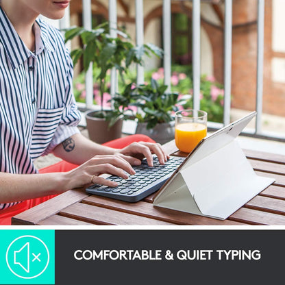 Logitech K380 Bluetooth Keyboard – Windows, Mac, Chrome OS, Android, iPad, iPhone, Apple TV Compatible – with Flow Cross, Dark Grey, Bulk Packaging