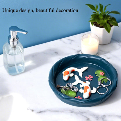 wowhalolo Koi Fish Ring Dish - Resin Jewelry Tray, Jewerly Holder for Women& Engagement Gift, Wedding Ring Holder for Ceremony, Key Bowl for Trinkets, Small Decorative Tray