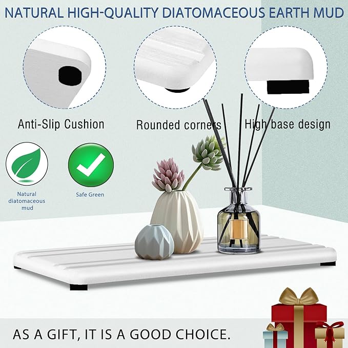 3PCS Water Absorbing Stone Tray, DryingNeat Diatomite Stone Sink Tray, Instant