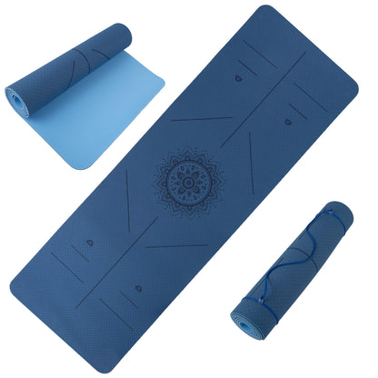 Non-Slip Yoga Mat with Alignment Marks – Lightweight Exercise Mat with Carry Strap for Home Workout or Travel by Wakeman Outdoors
