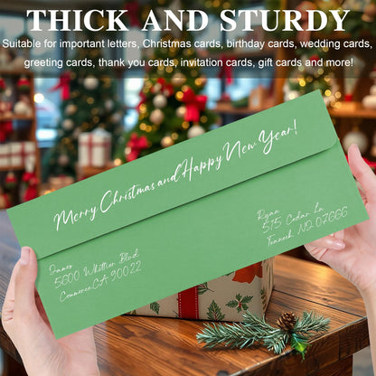 CINSOEN 100 Pack Green #10 Business Envelopes, Standard Envelopes Self Seal, 4 1/8 x 9 1/2 Inch Letter Size Business Mailing Envelopes for Checks Invoices Statements Baby Shower Wedding Birthday