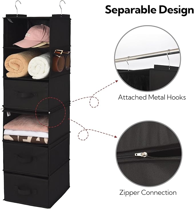 GRANNY SAYS 6-Shelf Hanging Closet Organizers and Storage, Separable to 2 Pack