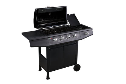 CosmoGrill Original 5 Gas Burner 4+1 Garden Grill, Steel Warming Rack, Side-Burner, Storage & Built-in Temperature Gauge for Home Garden Party Outdoor Cooking