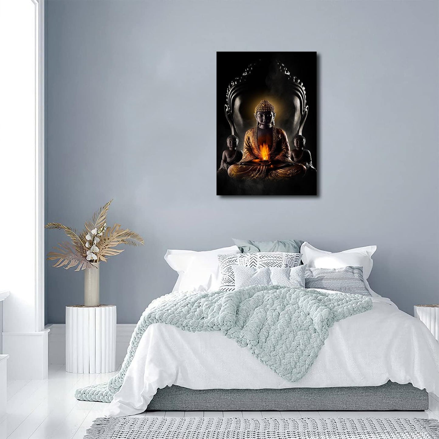 Abstract Buddha Painting Wall Art - Buddhist Wall Art Modern Meditation Art Buddha Artwork for Living Room Yoga Room Hindu Wall Decor Framed Zen Wall Art 12x16in/30x40cm