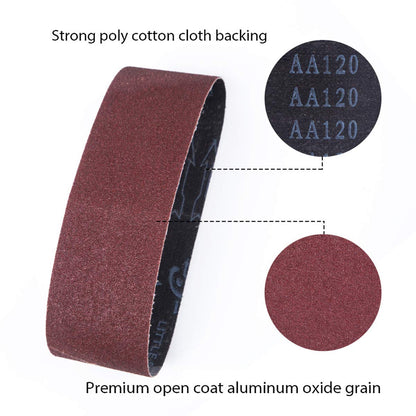STEBRUAM Sanding Belt 75 x 533 mm, Sander Belts Set（3 Each of 80/120/150/240/400 Grains）for Belt Sander,for Grinding,Sharpening and Derusting (15 Pieces)
