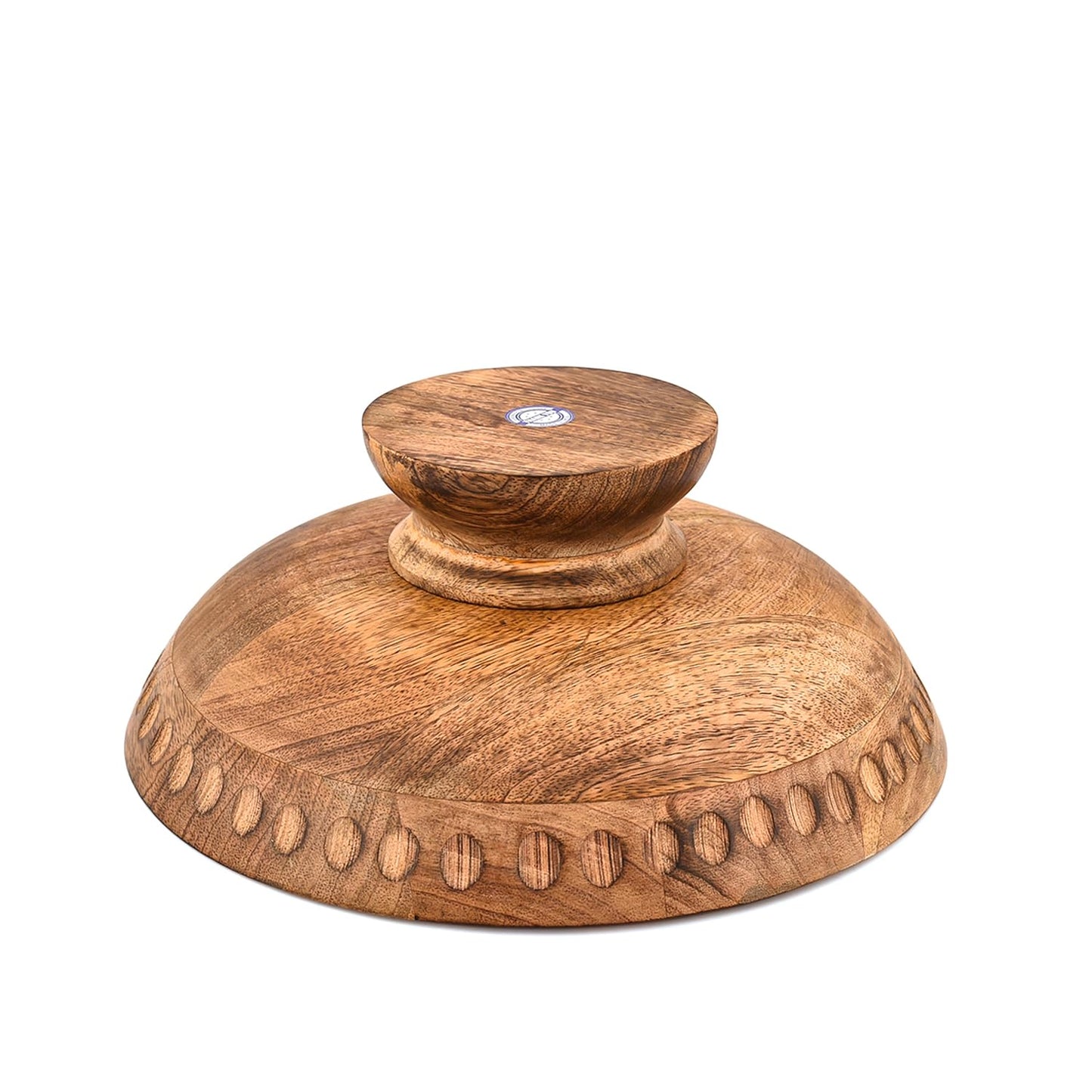 Mahasu Fruit Bowl Mango Wood Elevated Decorative Serving Bowl | Natural Wooden Centerpiece for Kitchen & Dining (12" x 12" x 4.75")
