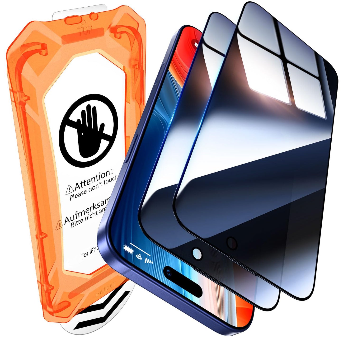 UniqueMe for iPhone 16 Pro Screen Protector - [Military Grade Shatterproof & 9H+ Hardness] Screen Protector 16 Pro Tempered Glass Full Coverage Protection, Easy Installation, 2 Packs