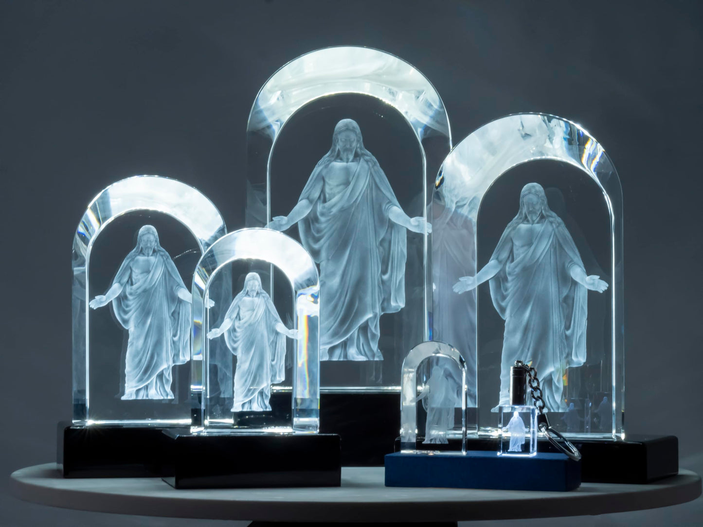 Crystal Christus 3D Laser Engraved Statue & LED Lighted Base