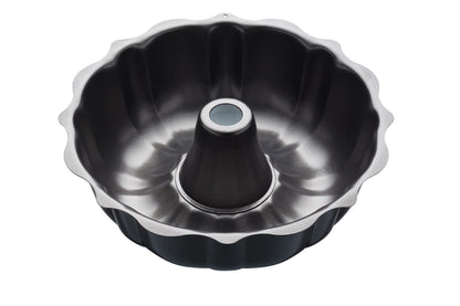 MasterClass FBA_KCMCHB18 27 cm Fluted Ring Cake Tin with PFOA Non Stick Coating, Robust 1 mm Thick Carbon Steel, 10.5 Inch Savarin Mould, Grey