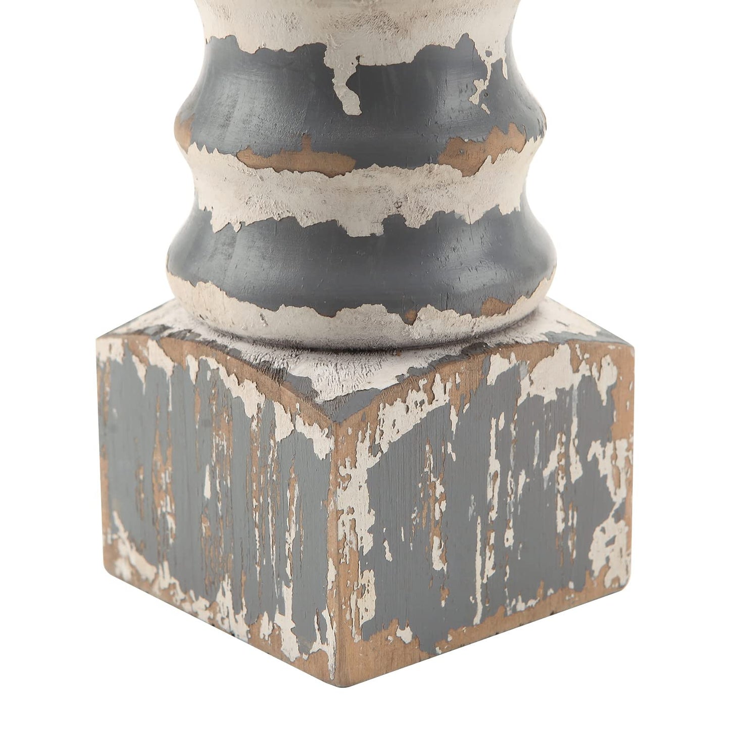 NIKKY HOME Farmhouse Rustic Solid Wood Pillar Candle Holders Set of 2, Grey
