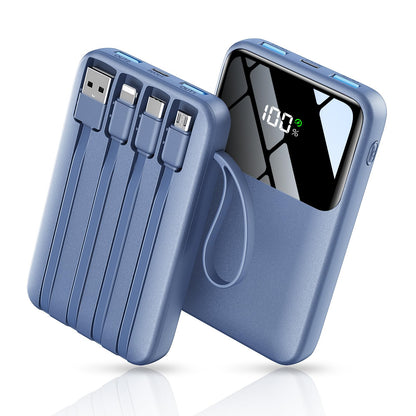 Power Bank, 15000mAh Portable Charger with Built in Cable, 22.5W Fast Charging, 6 Outputs, Slim Travel Essential Battery Pack with LED Display, Compatible with iPhone 17/16/15/14/13, Samsung, iPad