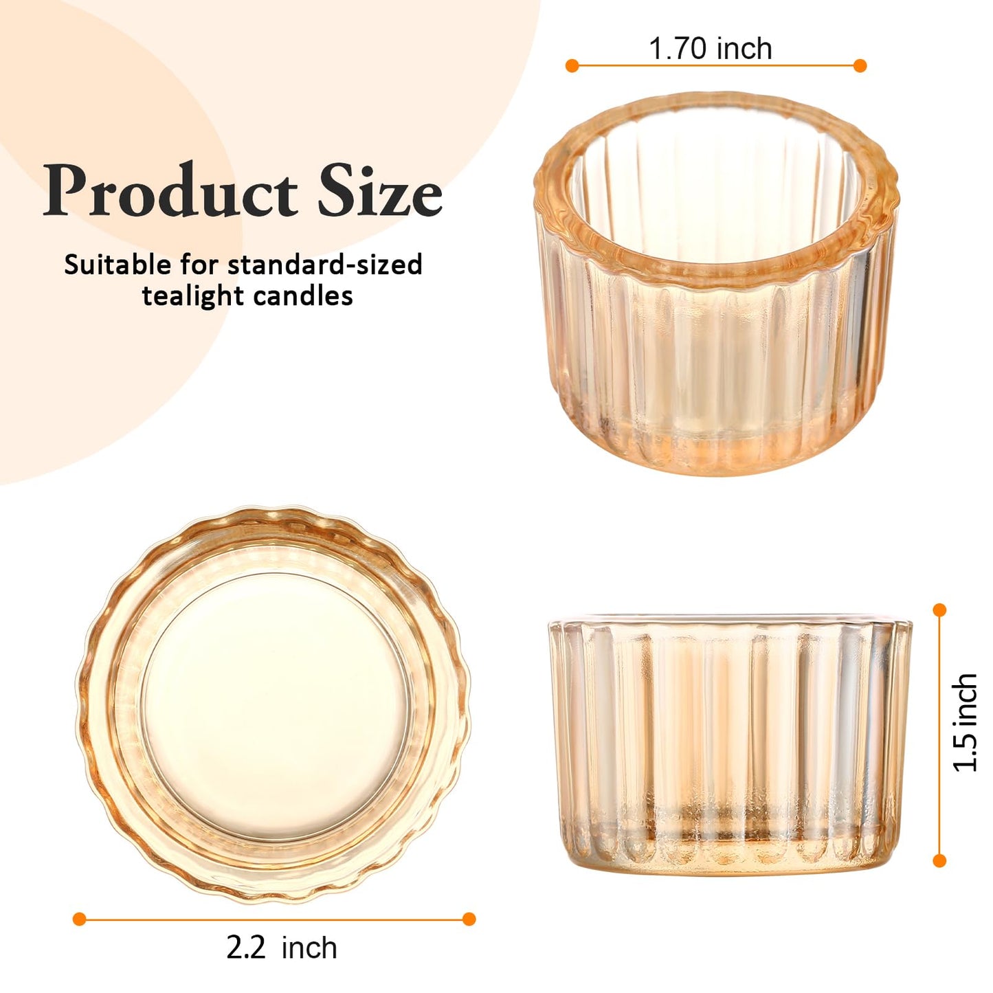 GOLDEAL Gold Round Tealight Candle Holders,Set of 24 Thick Glass Tea Light Candle Holder Decor,Candlestick for Wedding Decor,Party,Baby Shower Party,Bridal Shower Party,Table Centerpiece, Home Décor