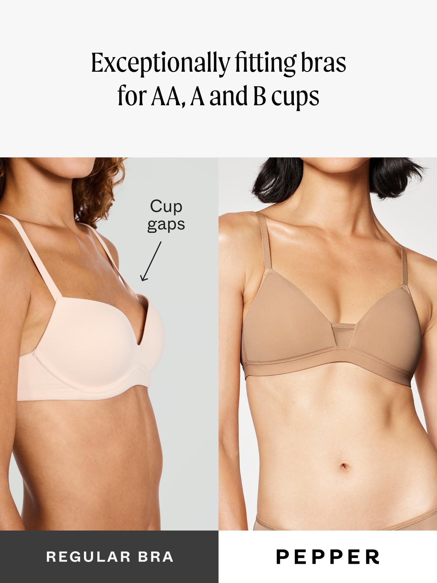 Pepper Wireless Bra | Feelgood Wirefree T-Shirt Bras for Women, Comfy Bras with Foam Cups, Convertible Straps for Racerback, Ecru Cream Bra (XXS-XL)