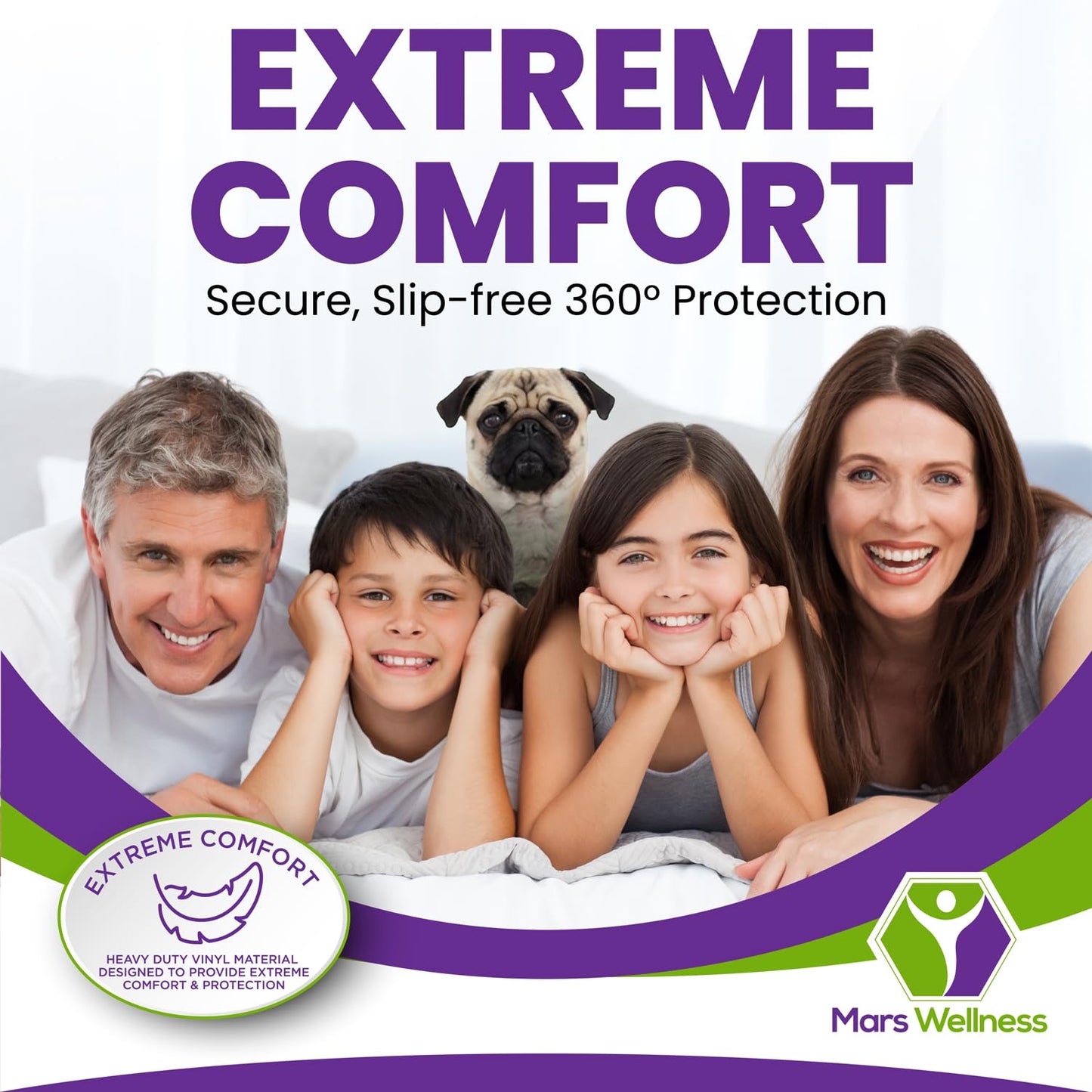 Mars Wellness Waterproof Vinyl Mattress Protector and Cover - Zippered White Mattress Cover Sheet Bed Bugs Mattress Cover - 1 Pack - Queen
