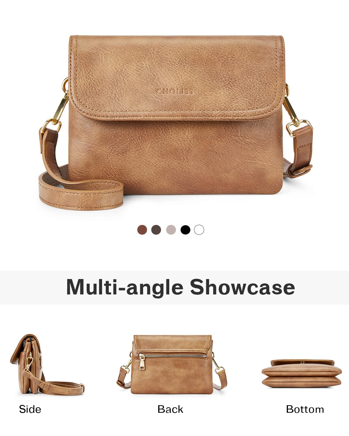 CHOLISS Small Crossbody Bags for Women, Vegan Leather Cell Phone Purse, Mini Travel Purse with Adjustable Strap