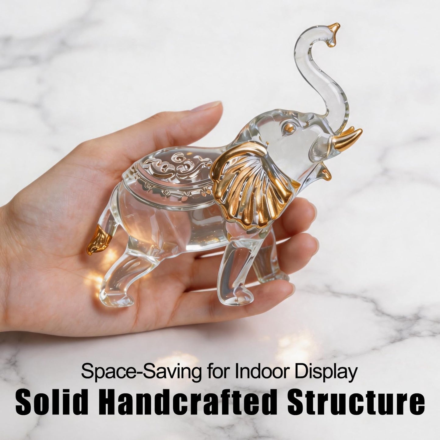 KWASVLYA Handmade Crystal Elephant Figurine – Good Luck Decorative Statue for Home & Office Decor, Elegant Gift for Housewarming, Business, Weddings & Collectors