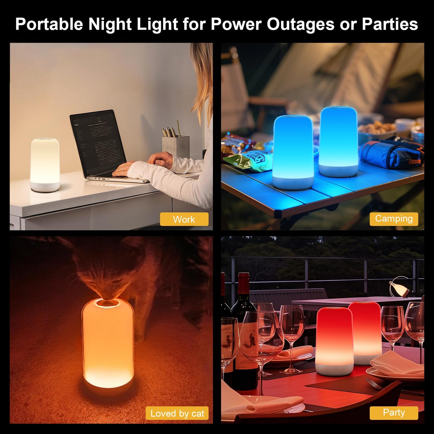 FRIDEKO HOME RGB Touch Bedside Lamp for Nightstand, 3 Color Temperatures Rechargeable Battery Night Light, Dimmable Mood Lighting for Bedroom Living Room Nursery, Breastfeeding, Kids, Adult