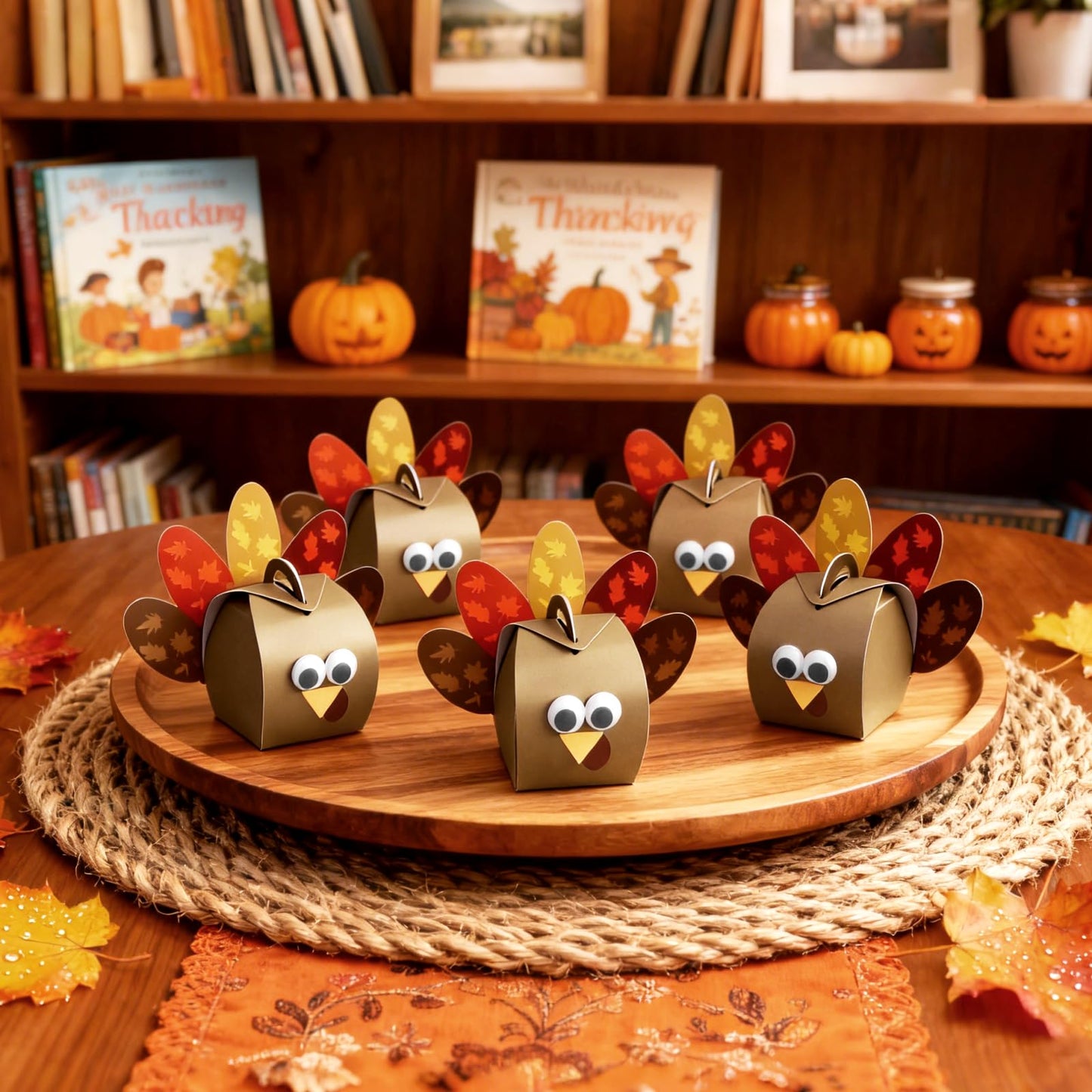 Mason Life Thanksgiving Gift Boxes, 24PCS Turkey Candy Treat Boxes, Thanksgiving Party Favor Boxes, Funny Thankful Goodies Box, Cupcake Box for Holiday Dinner Decoration, Table Centerpiece